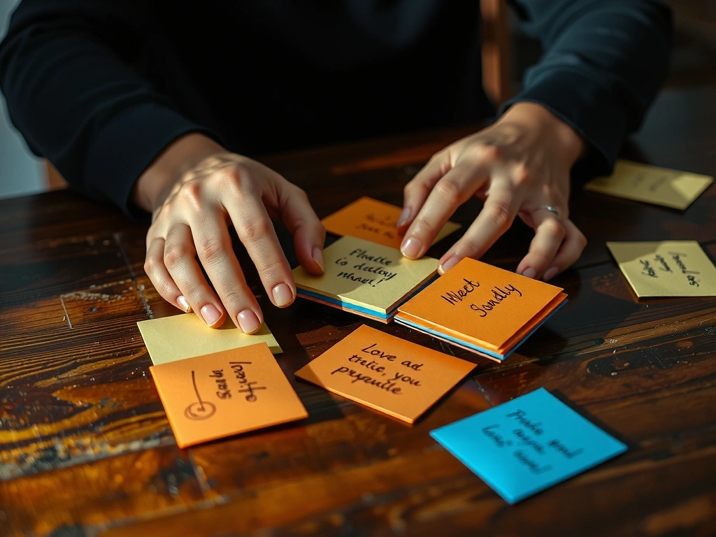 Paper prototype notecards on a table